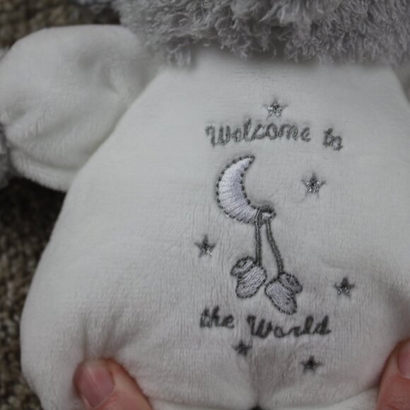 Little Me Elephant Plush Baby Toy Welcome to the World Rattle White Gray 10" NWT - Picture 3 of 5